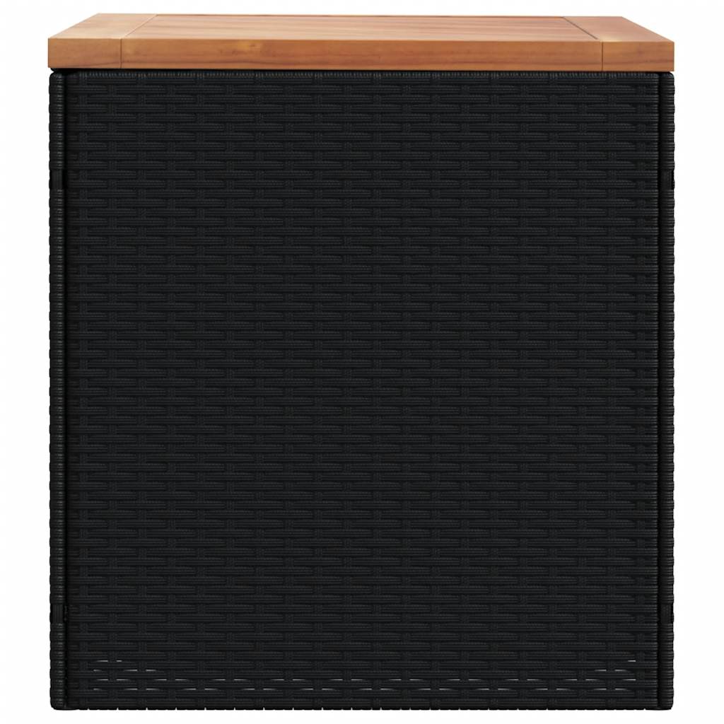 vidaXL Gartentruhe Schwarz 110x50x54 cm Poly Rattan Akazienholz