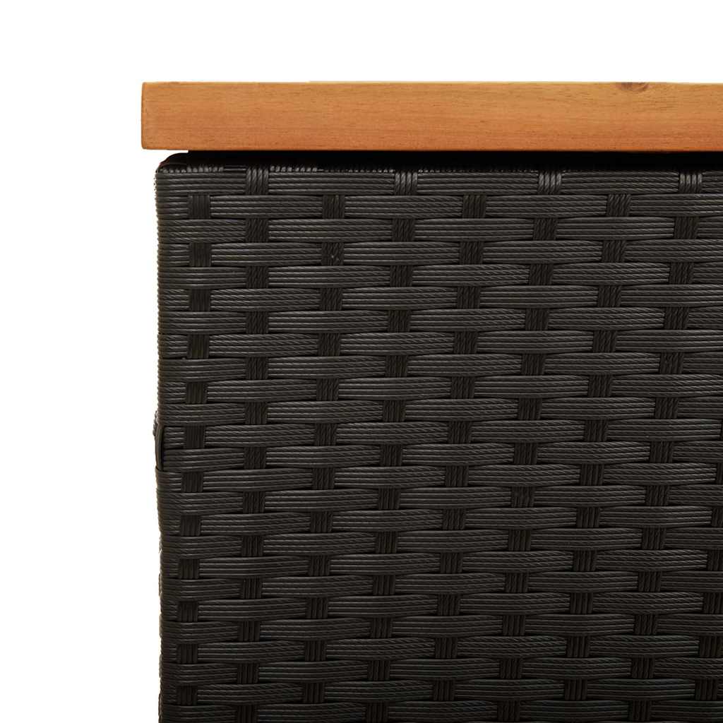 vidaXL Gartentruhe Schwarz 110x50x54 cm Poly Rattan Akazienholz