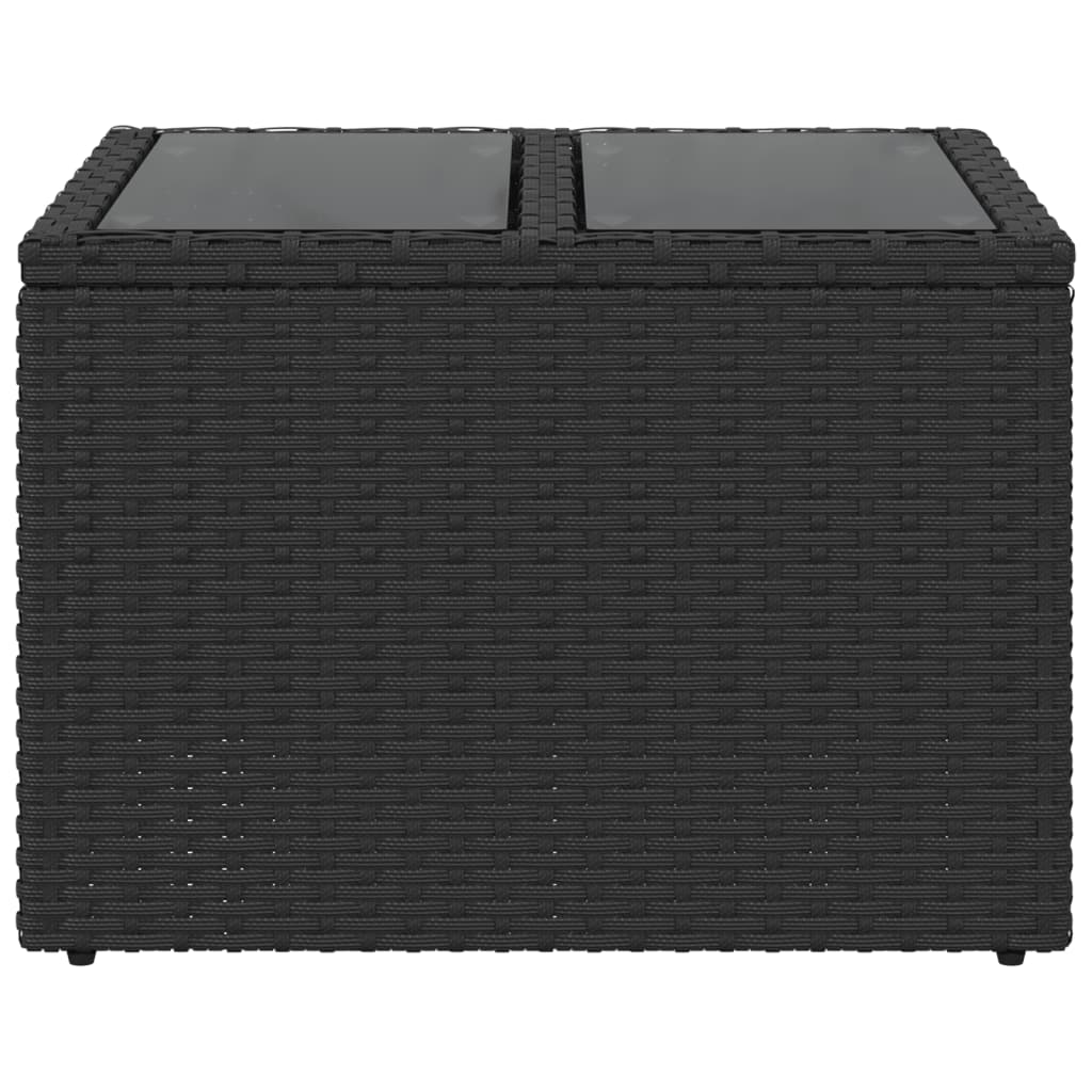 vidaXL Gartentisch mit Glasplatte Schwarz 55 x 55 x 37 cm Poly Rattan