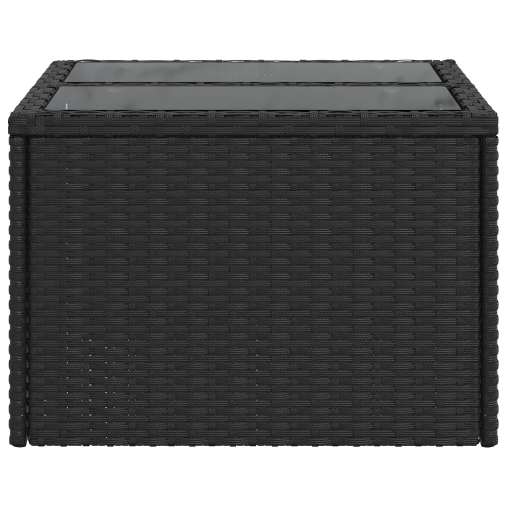 vidaXL Gartentisch mit Glasplatte Schwarz 55 x 55 x 37 cm Poly Rattan