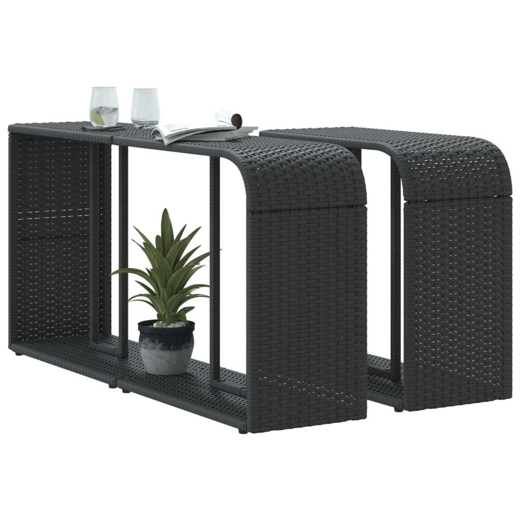 vidaXL Lagerregale 2 Stk. Schwarz Poly Rattan