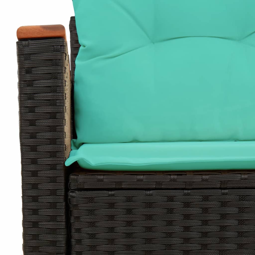 vidaXL Gartensofa mit Kissen 2-Sitzer Schwarz Poly Rattan