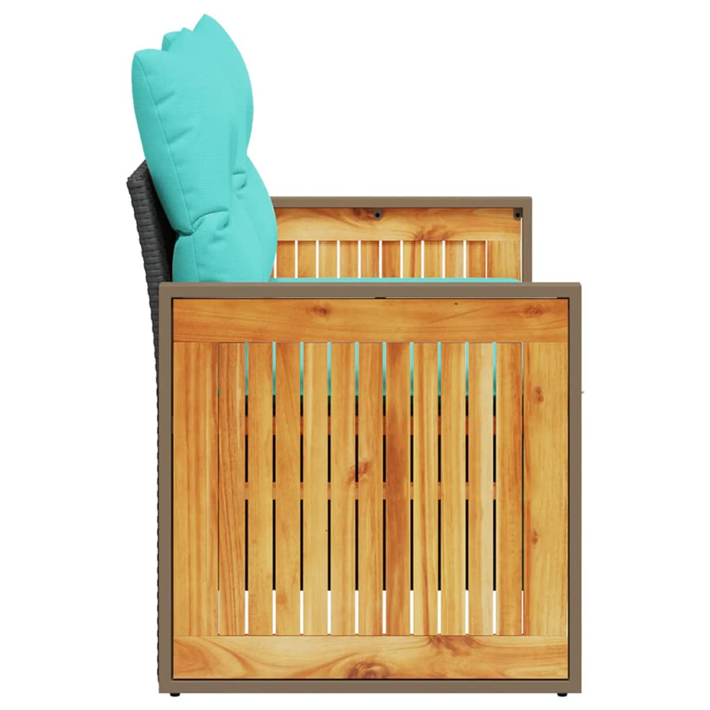 vidaXL Gartensofa mit Kissen 2-Sitzer Schwarz Poly Rattan