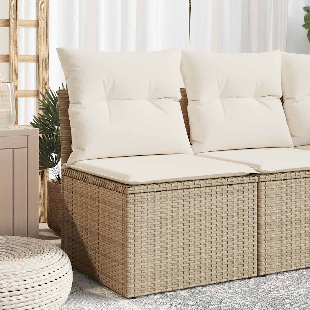 vidaXL Gartensofa ohne Armlehnen mit Kissen Schwarz Poly Rattan
