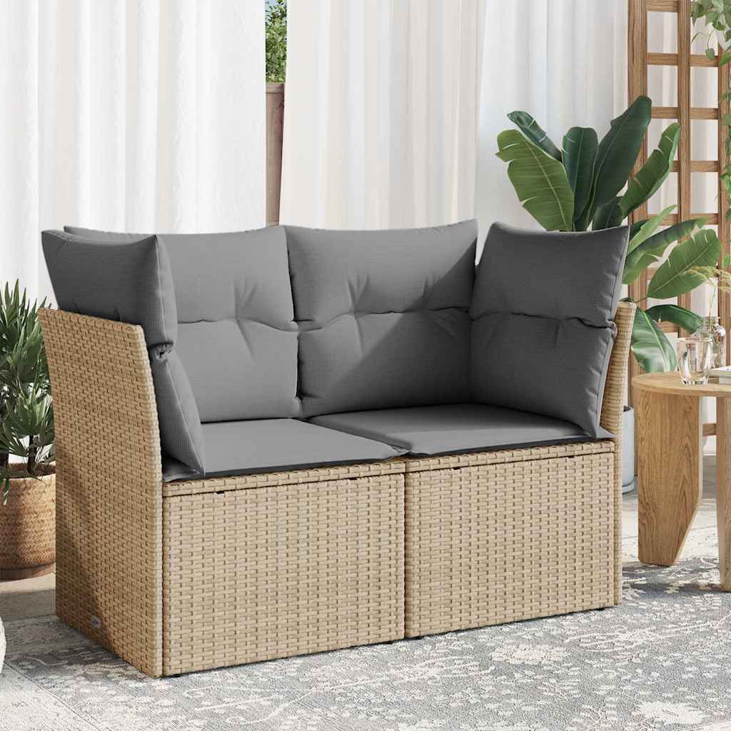 vidaXL Gartensofa ohne Armlehnen mit Kissen Schwarz Poly Rattan