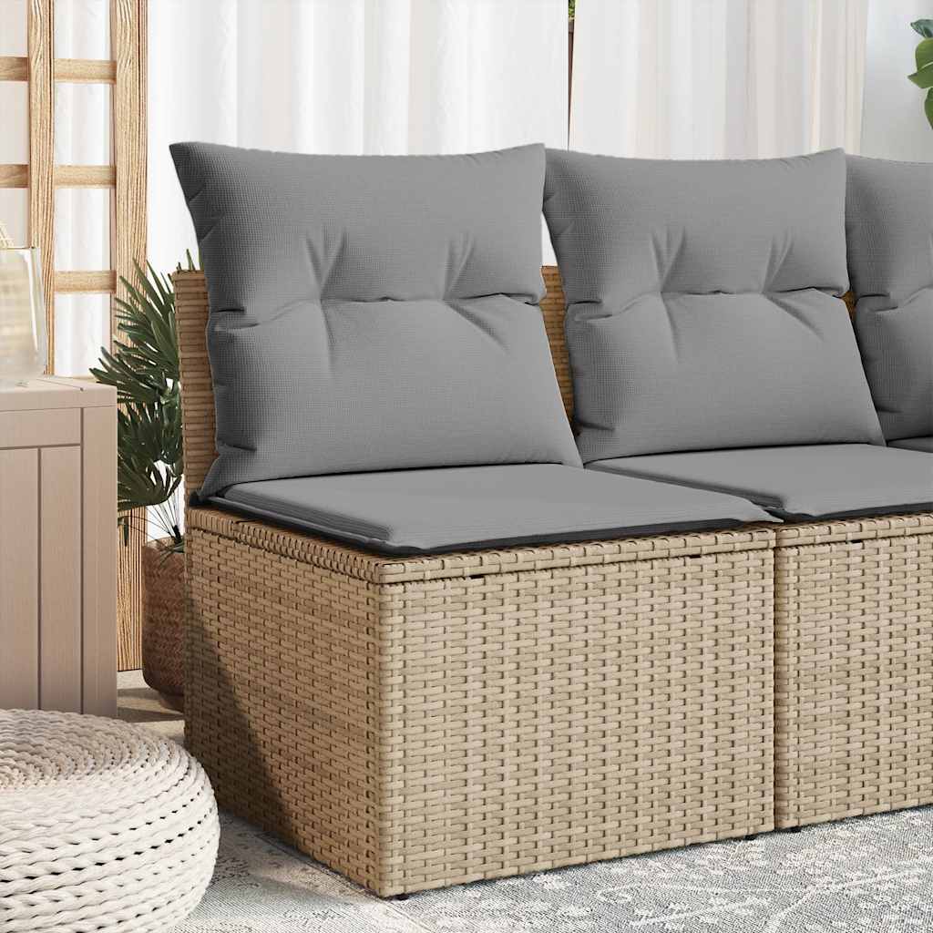vidaXL Gartenstuhl ohne Armlehnen mit Kissen Schwarz Poly Rattan