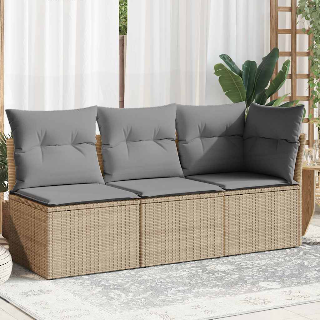 vidaXL Gartenstuhl ohne Armlehnen mit Kissen Schwarz Poly Rattan