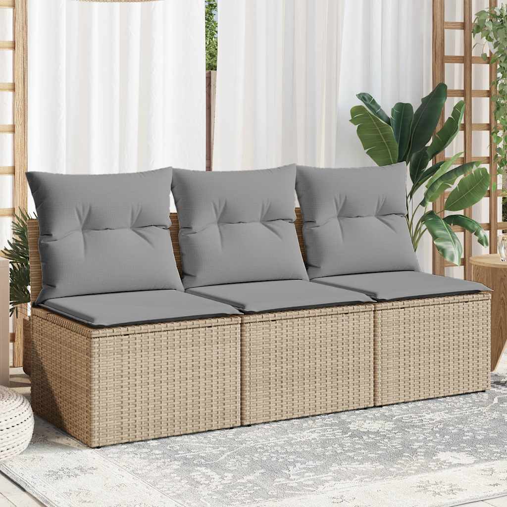 vidaXL Gartenstuhl ohne Armlehnen mit Kissen Schwarz Poly Rattan
