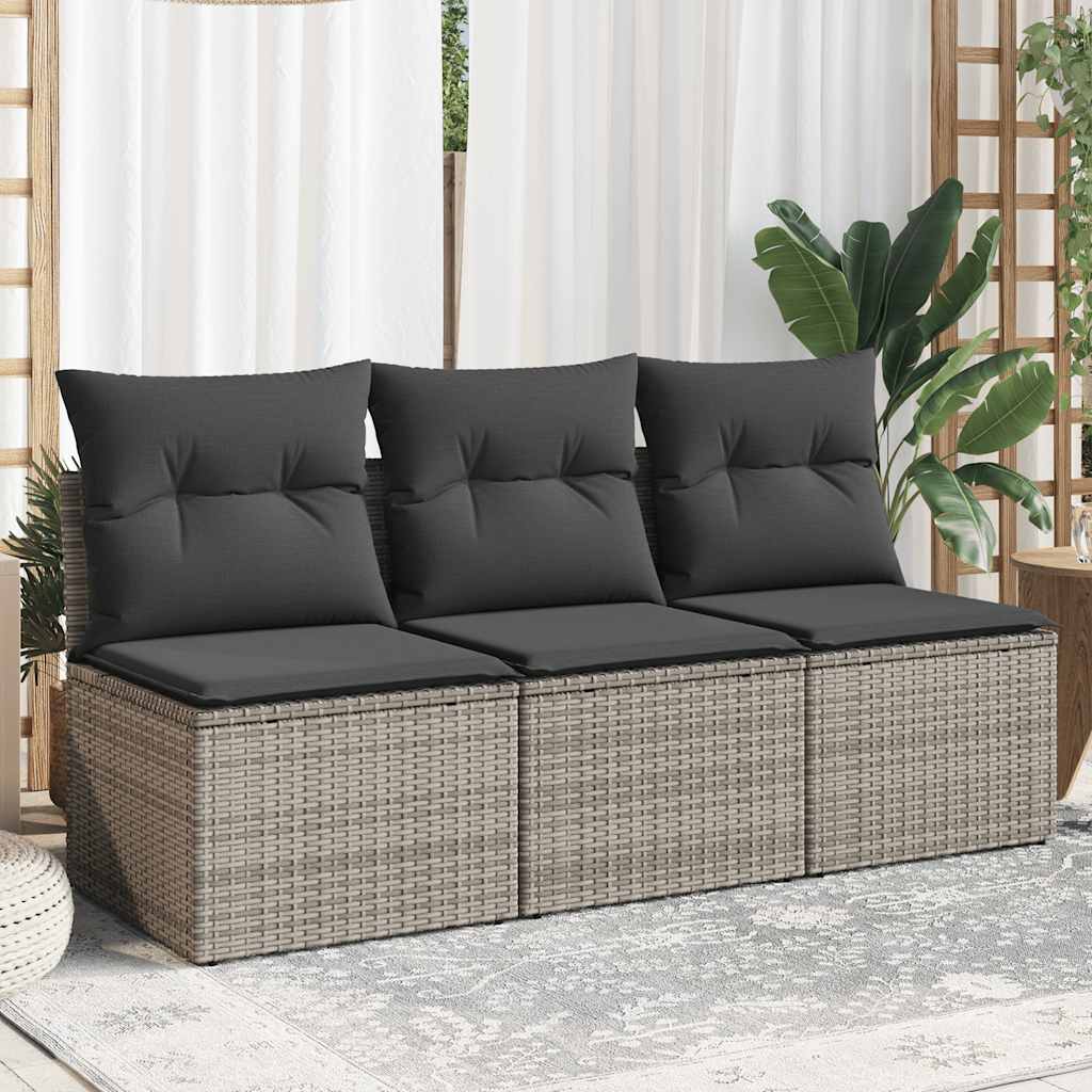 vidaXL Gartenstuhl ohne Armlehnen mit Kissen Schwarz Poly Rattan