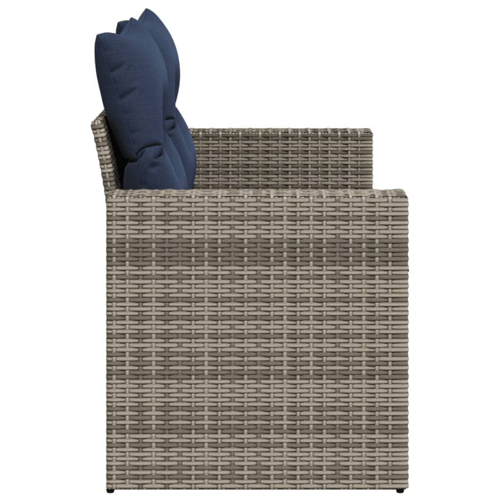 vidaXL Gartensofa 2-Sitzer mit Kissen Grau Poly Rattan