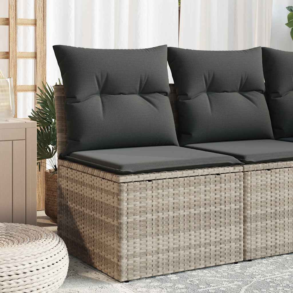 vidaXL Gartensofa ohne Armlehnen mit Kissen Schwarz Poly Rattan