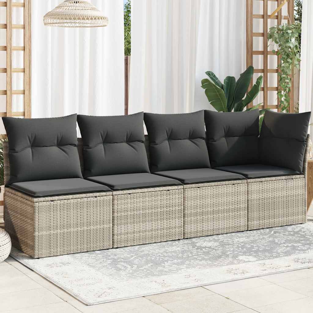 vidaXL Gartensofa ohne Armlehnen mit Kissen Schwarz Poly Rattan