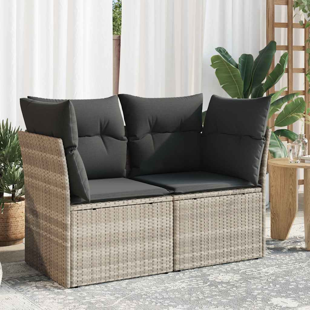 vidaXL Gartenstuhl ohne Armlehnen mit Kissen Schwarz Poly Rattan