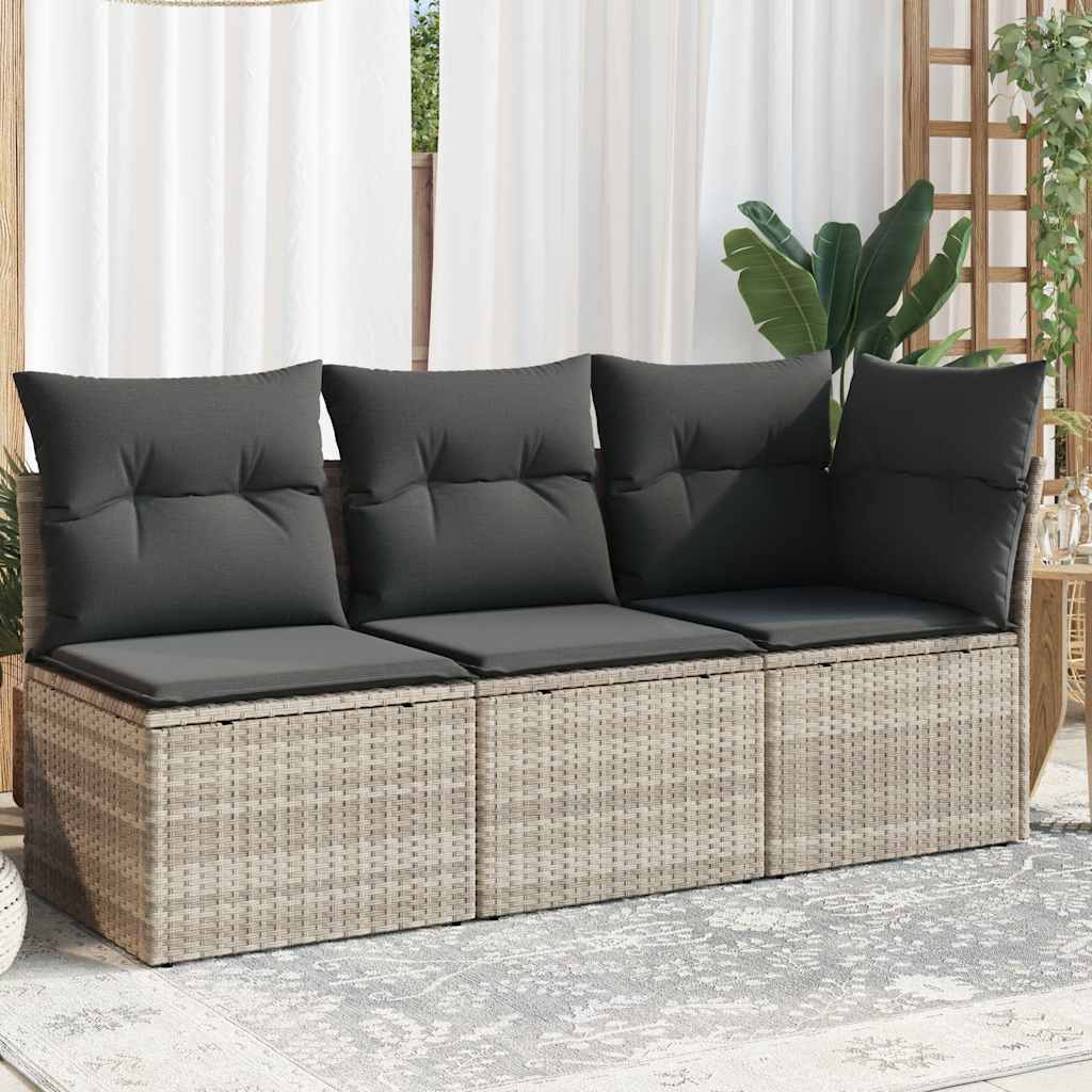 vidaXL Gartenstuhl ohne Armlehnen mit Kissen Schwarz Poly Rattan