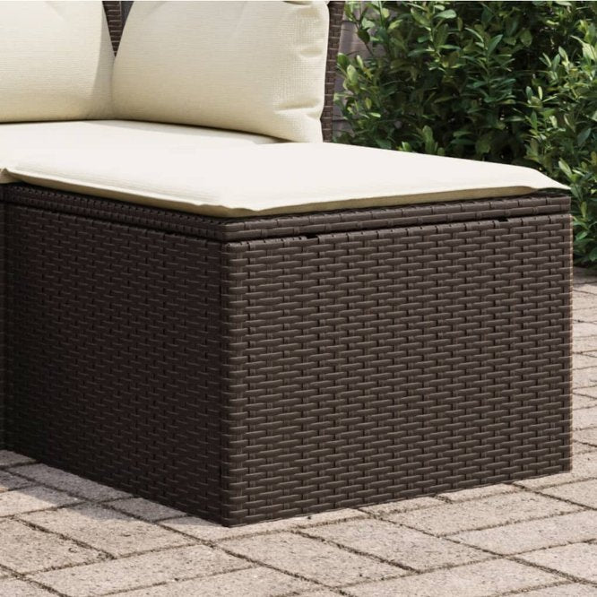 vidaXL Gartenhocker mit Kissen Schwarz 55x55x37 cm Poly Rattan