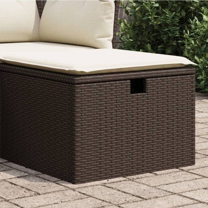 vidaXL Gartenhocker mit Kissen Schwarz 55x55x37 cm Poly Rattan