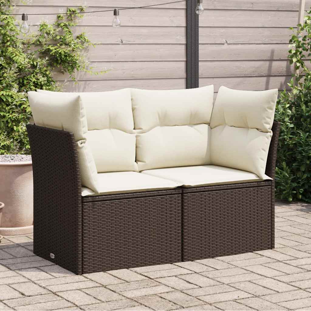 vidaXL Gartenstuhl ohne Armlehnen mit Kissen Schwarz Poly Rattan