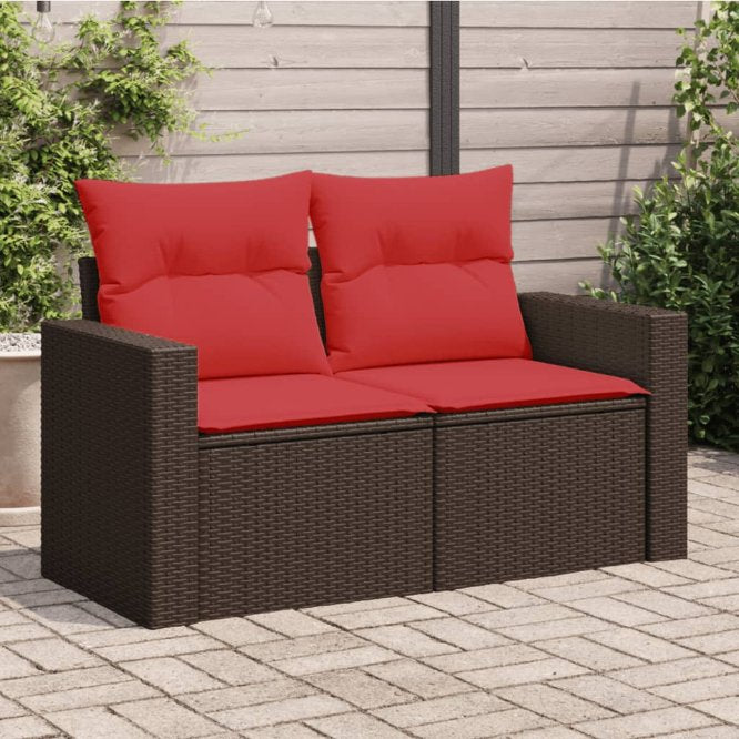vidaXL Gartensofa 2-Sitzer mit Kissen Grau Poly Rattan