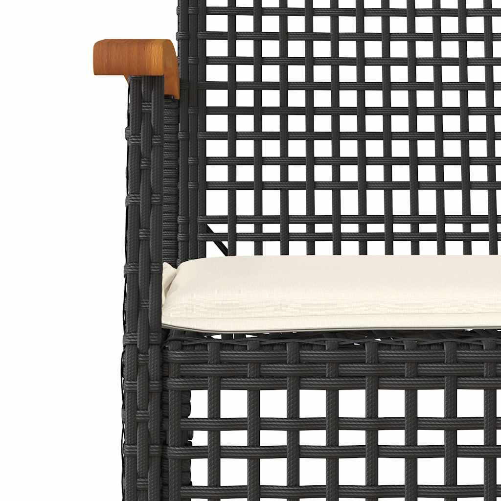 vidaXL Gartenstühle mit Kissen 2 Stk. Schwarz Poly Rattan Akazienholz