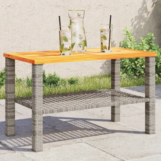 vidaXL Gartentisch Schwarz 40x40x42 cm Poly Rattan Akazienholz
