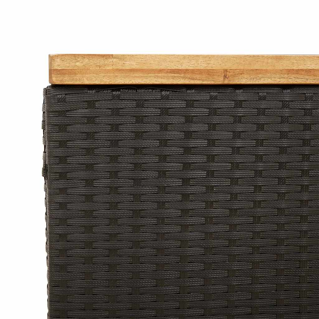 vidaXL Garten-Auflagenbox Schwarz 80x40x48 cm Poly Rattan Akazienholz