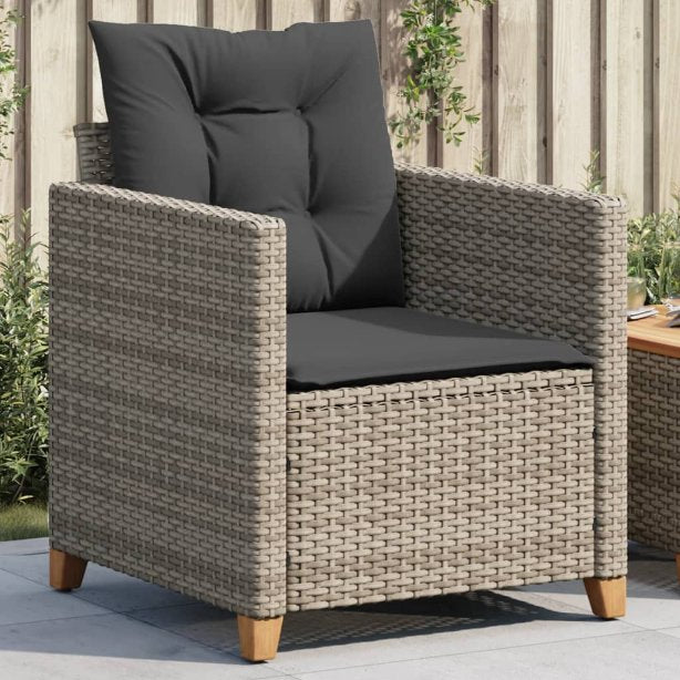 vidaXL Gartensessel mit Kissen Schwarz Poly Rattan