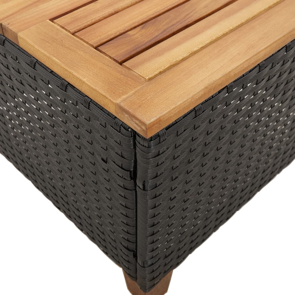 vidaXL Gartentisch Schwarz 45x45x37 cm Poly Rattan Akazienholz