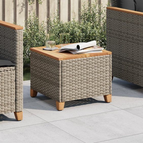 vidaXL Gartentisch Schwarz 45x45x37 cm Poly Rattan Akazienholz