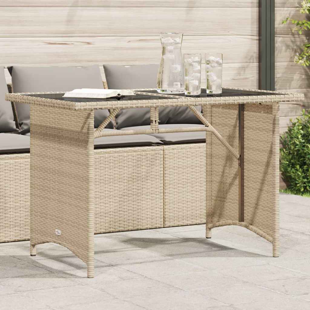 vidaXL Gartentisch mit Glasplatte Schwarz 110x68x70 cm Poly Rattan