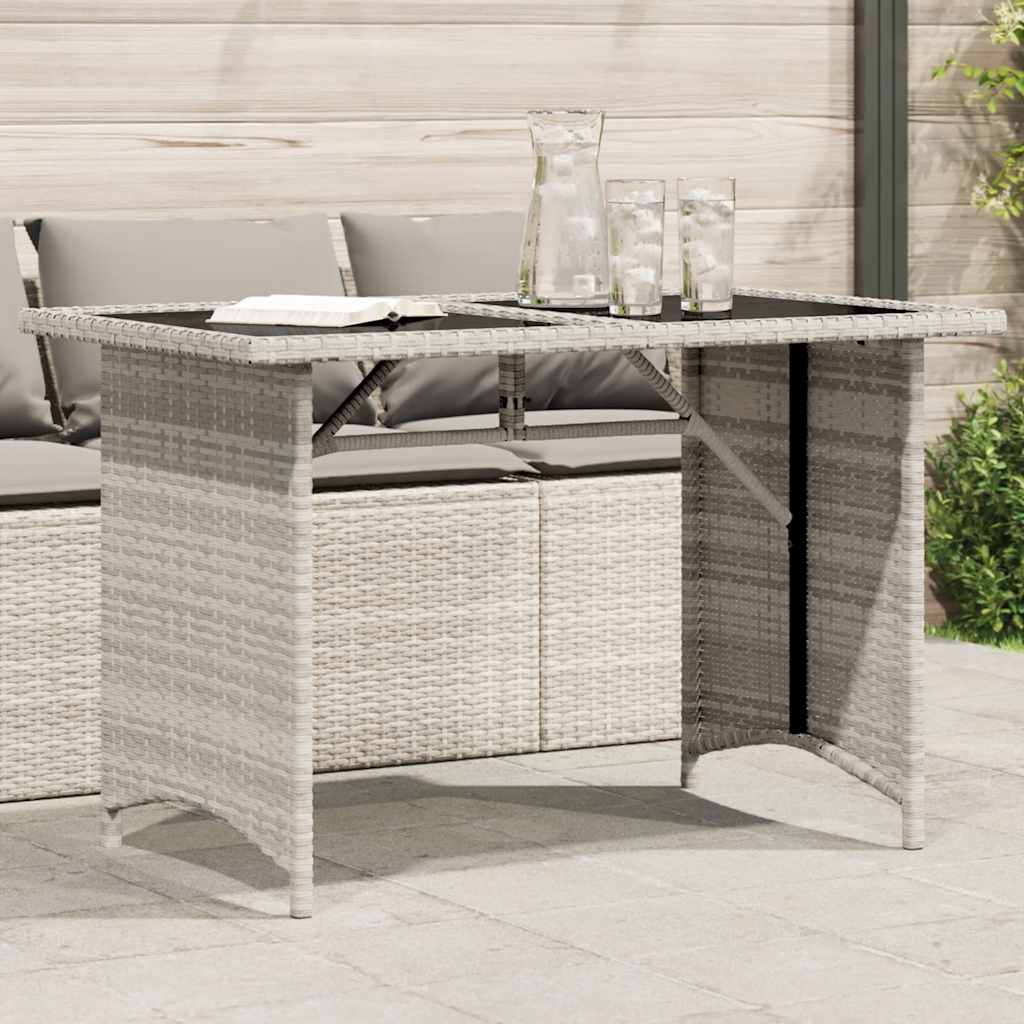 vidaXL Gartentisch mit Glasplatte Schwarz 110x68x70 cm Poly Rattan