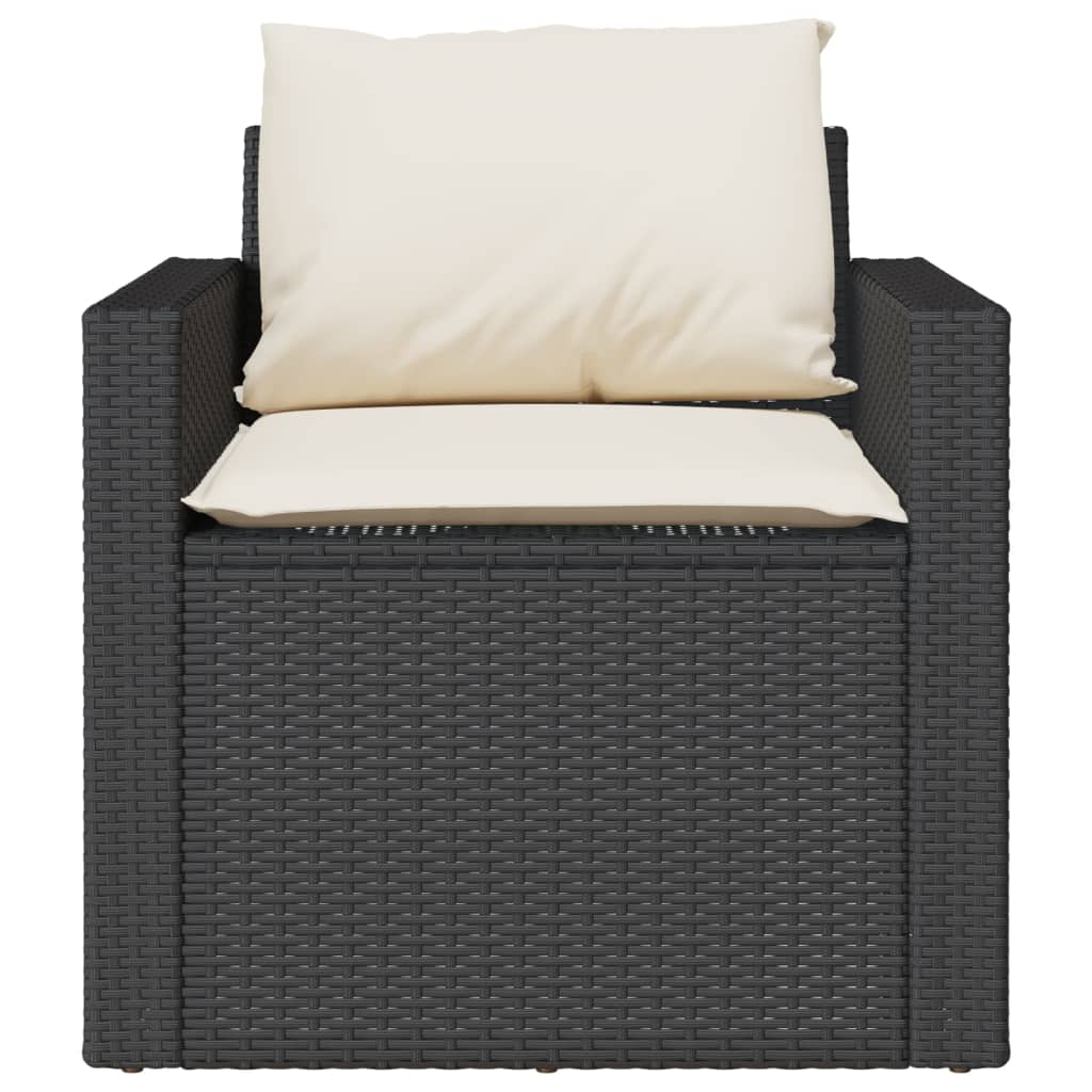 vidaXL 4-tlg. Garten-Sofagarnitur mit Kissen Schwarz Poly Rattan