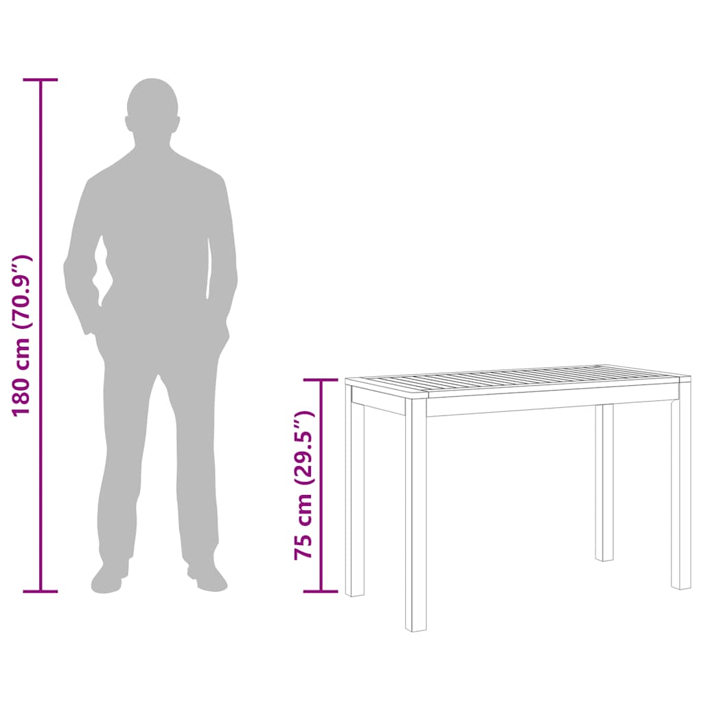 vidaXL Garten-Esstisch 110x55x75 cm Massivholz Akazie