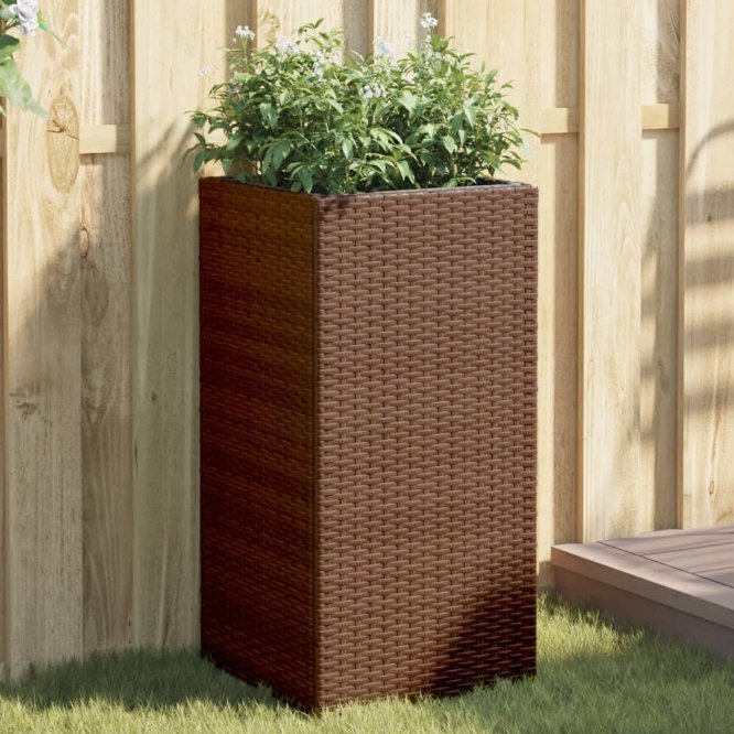 vidaXL Pflanzkübel Braun 40x40x80 cm Poly Rattan