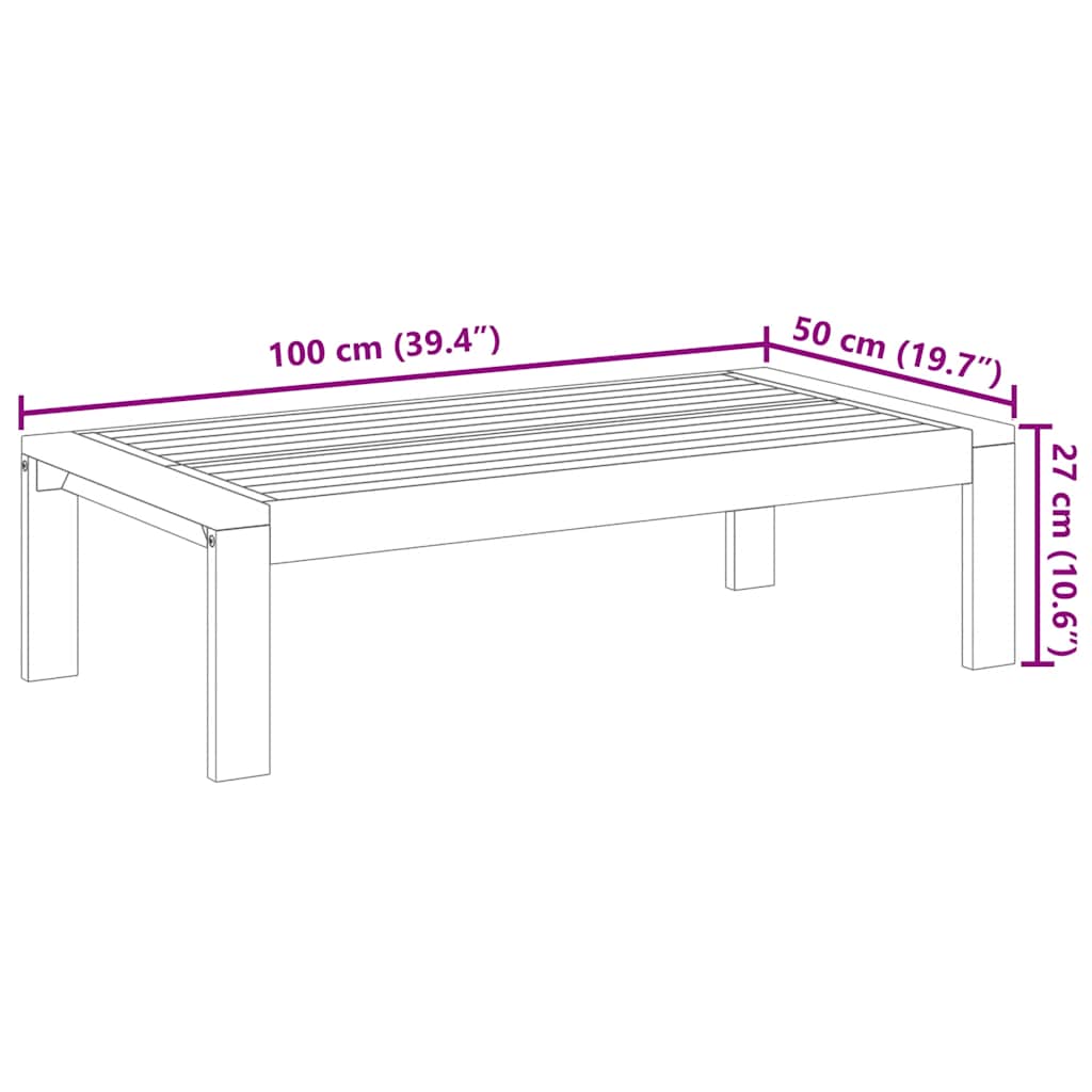 vidaXL Gartentisch 100x50x27 cm Massivholz Akazie