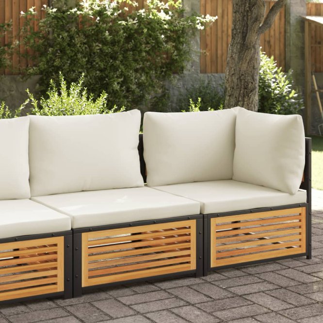 vidaXL Garten-Ecksofa mit Kissen Massivholz Akazie