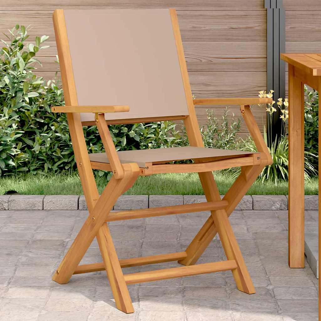 Gartenstühle 4 Stk. Klappbar Cremeweiß Stoff und Massivholz