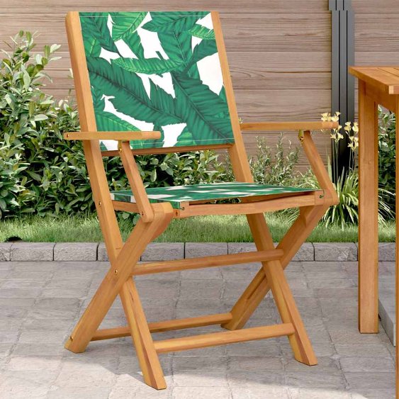 Gartenstühle 4 Stk. Klappbar Cremeweiß Stoff und Massivholz