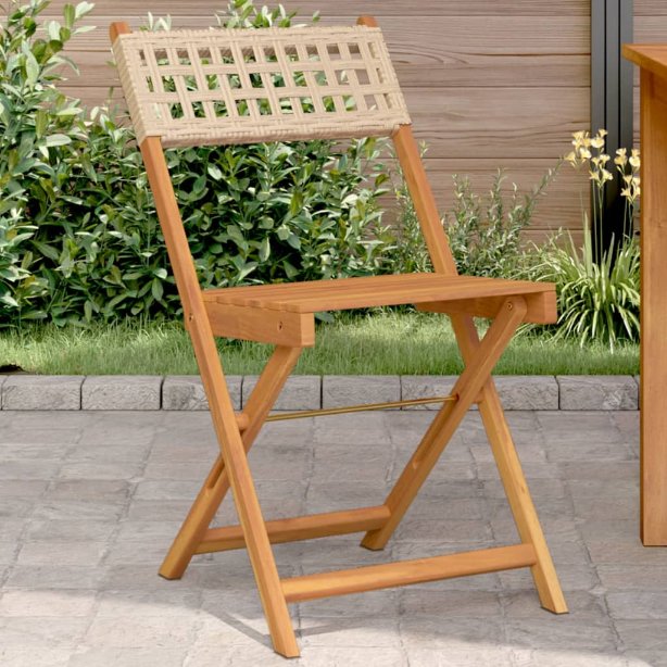 Gartenstühle 4 Stk. Klappbar Schwarz Poly Rattan & Massivholz