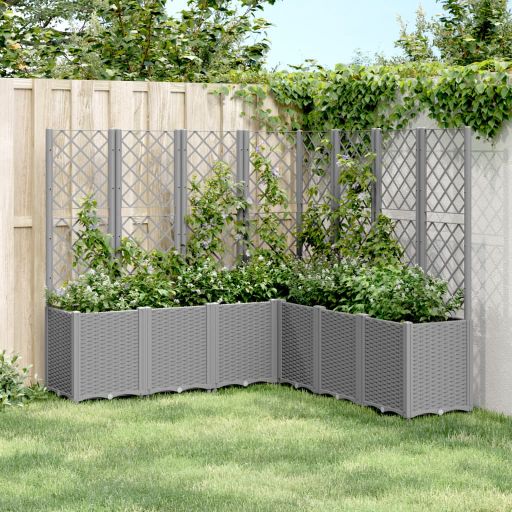 vidaXL Pflanzkübel mit Rankgitter Blaugrau 160x40x140 cm PP