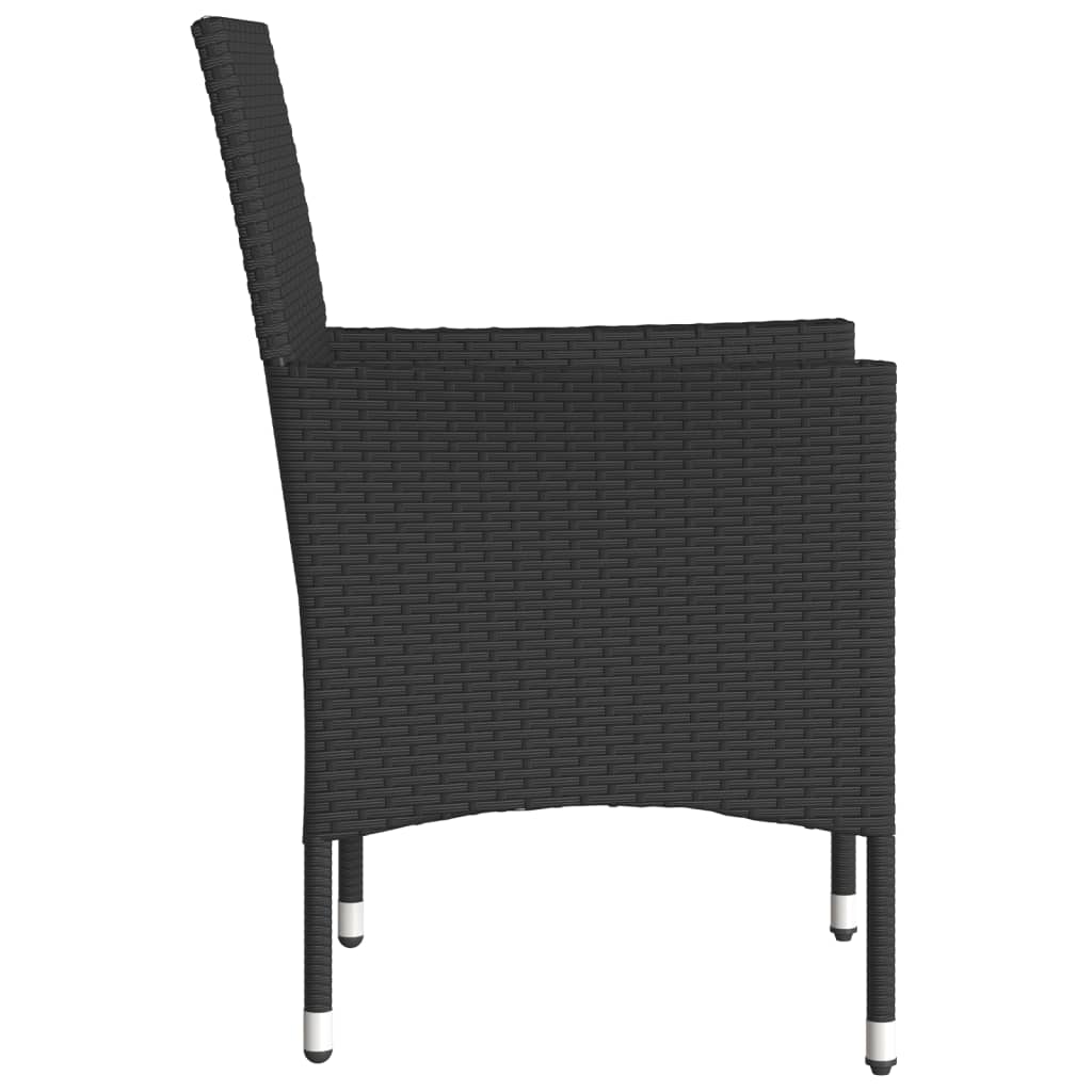 vidaXL Gartenstühle mit Kissen 2 Stk. Schwarz Poly Rattan