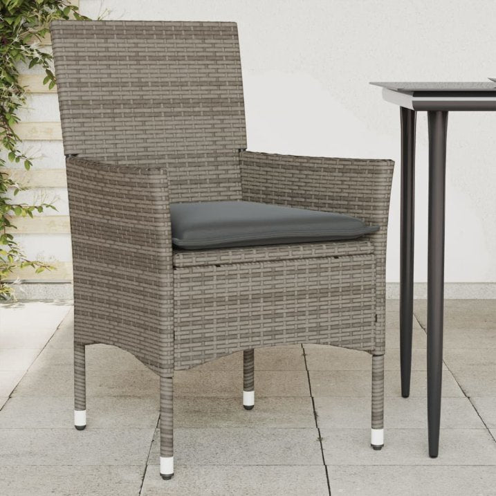 vidaXL Gartenstühle mit Kissen 2 Stk. Schwarz Poly Rattan