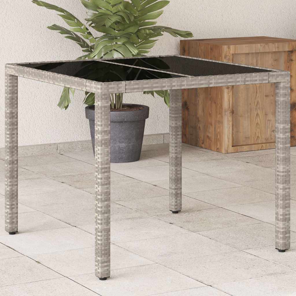 vidaXL Gartentisch mit Glasplatte Schwarz 90x90x75 cm Poly Rattan