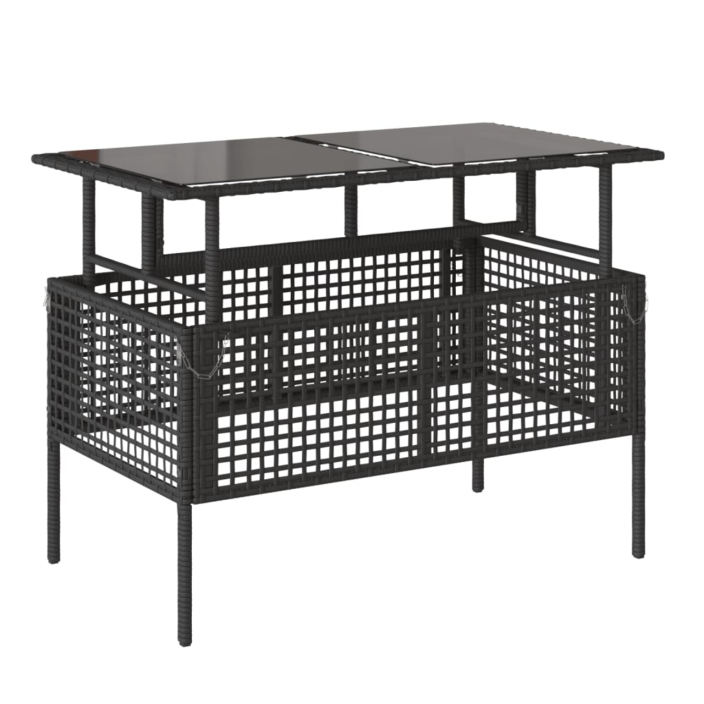 vidaXL 4-tlg. Garten-Sofagarnitur mit Kissen Schwarz Poly Rattan Glas
