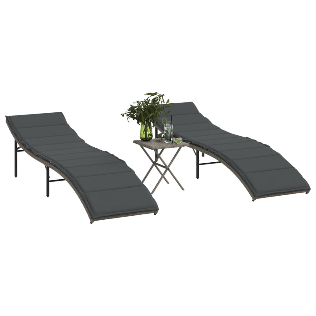 vidaXL Sonnenliege mit Kissen Schwarz 55x199x50 cm Poly Rattan