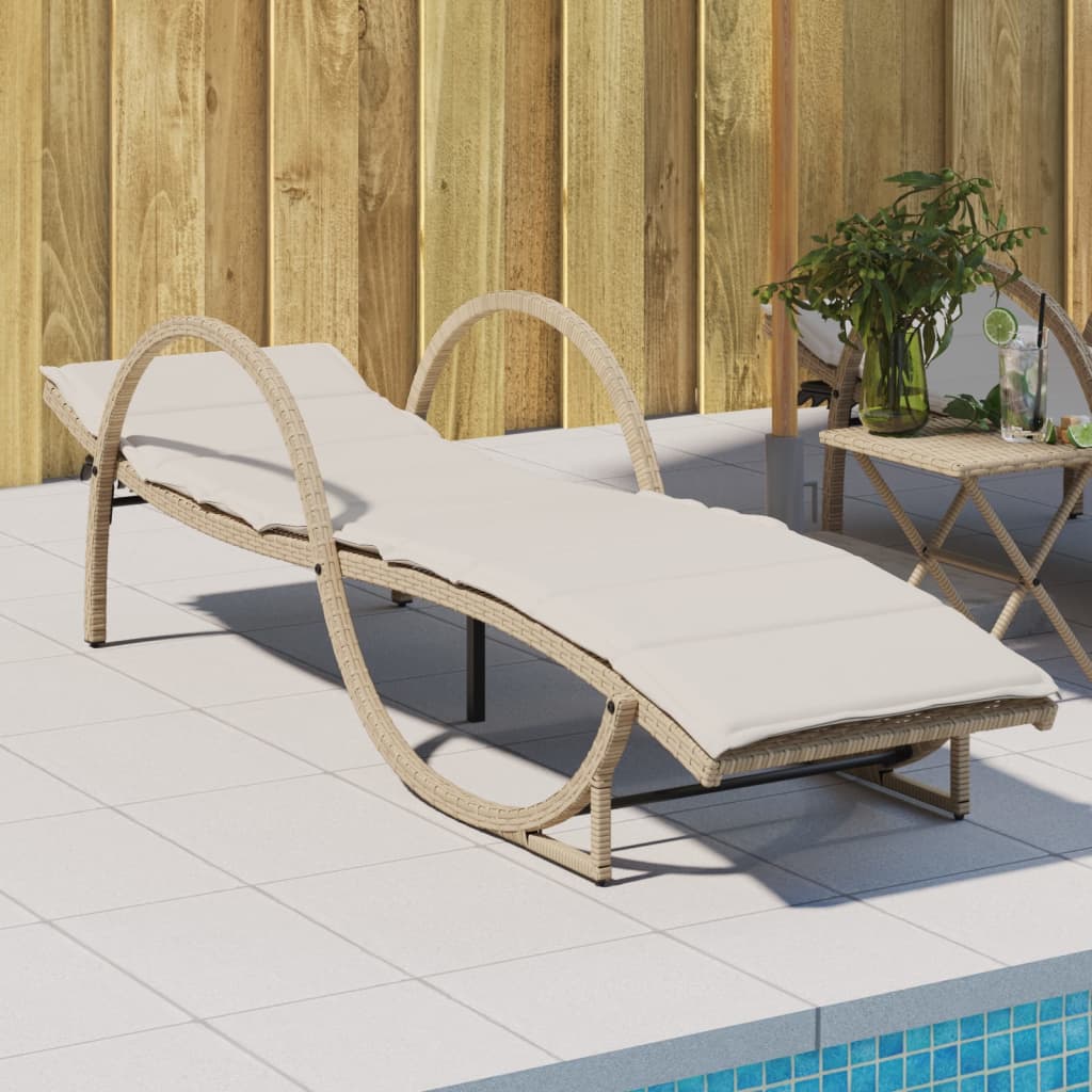 vidaXL Sonnenliege mit Auflage Schwarz 60x199x42 cm Poly Rattan