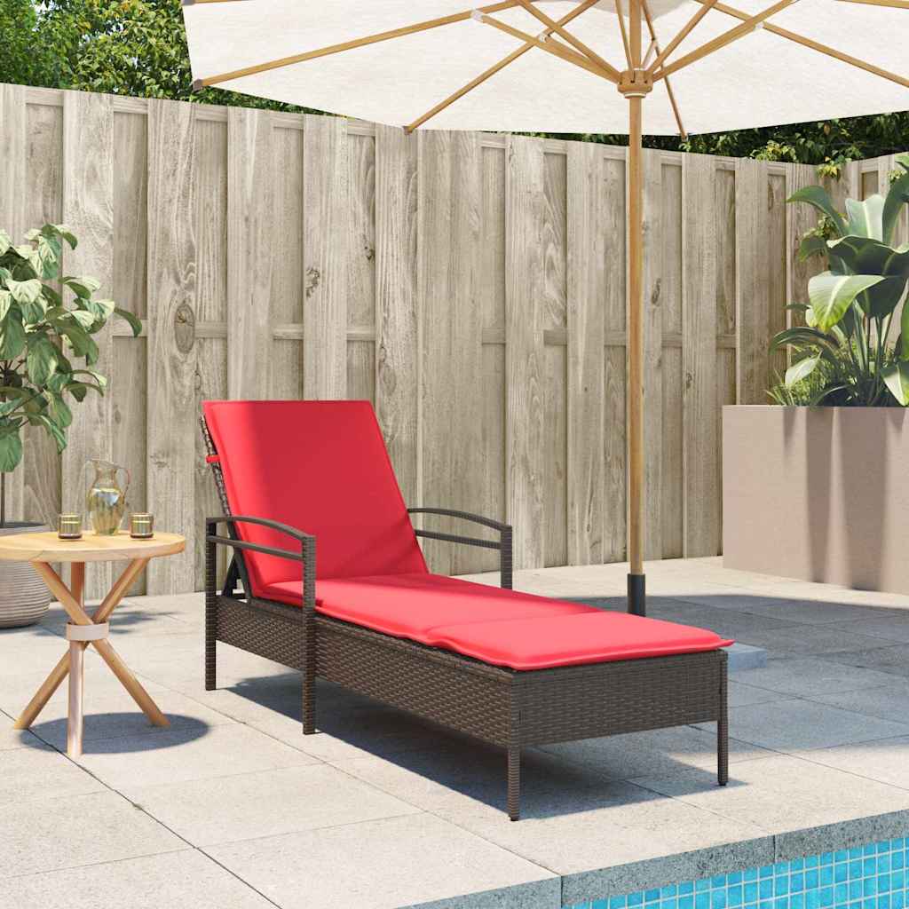 vidaXL Sonnenliege mit Kissen Grau 63 x 200 x 81 cm Poly Rattan