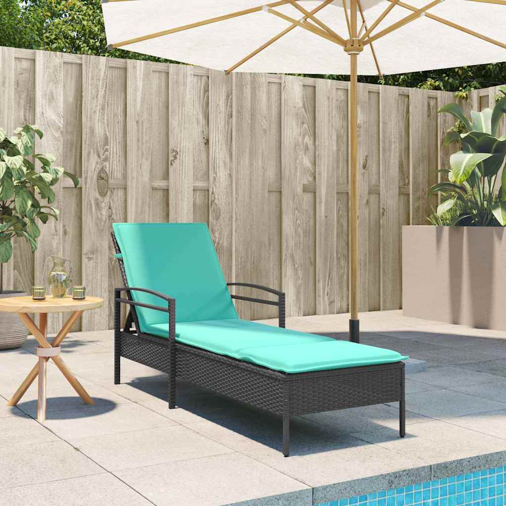 vidaXL Sonnenliege mit Kissen Grau 63 x 200 x 81 cm Poly Rattan