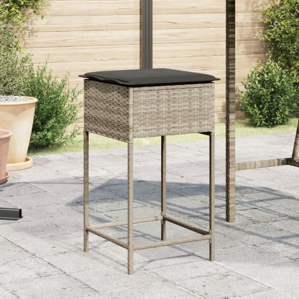 vidaXL Garten-Barhocker mit Kissen 2 Stk. Schwarz Poly Rattan