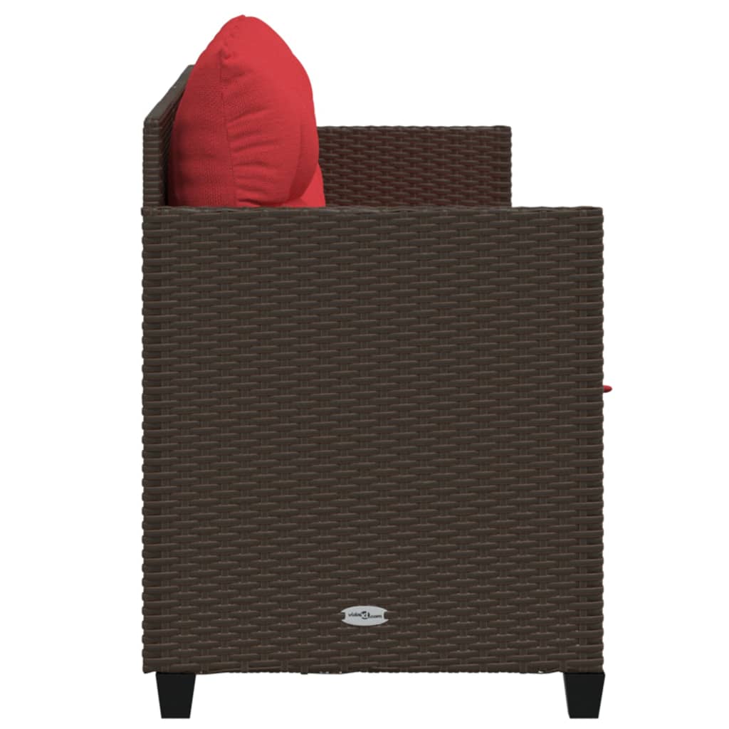vidaXL Sonnenliege mit Kissen Braun Poly Rattan
