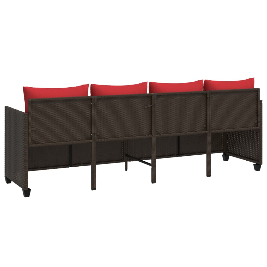 vidaXL Sonnenliege mit Kissen Braun Poly Rattan